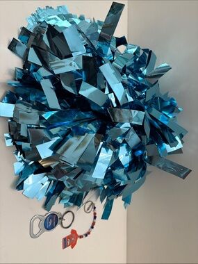 Blue Metallic Cheerleading Pom Pom Cheer Spirit Accessory 6” - 1000 3/4